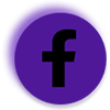 Facebook icon in black inside a neumorphic violet circle
